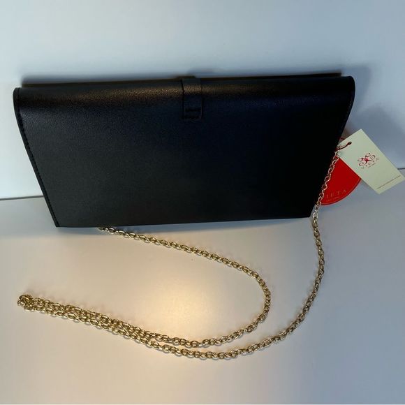 NWT VIETA ELLIANA BLACK FOLD-OVER CLUTCH - Picture 11 of 11